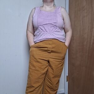 J Crew Pink Ribbed Accent 100% Cotton Tank Top Size Small